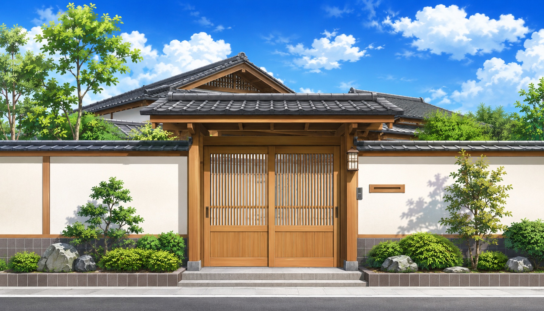 楠木邸をイメージした和風の屋敷の門構え